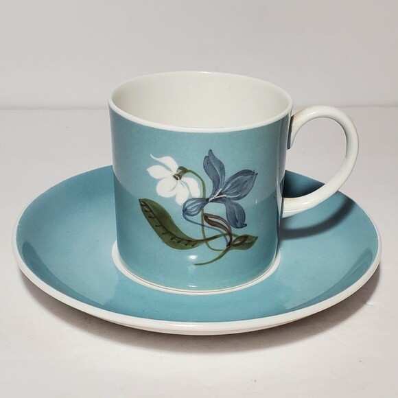Susie Cooper Demitasse (Small) Cup and Saucer Blue Floral Vintage - Picture 2 of 8